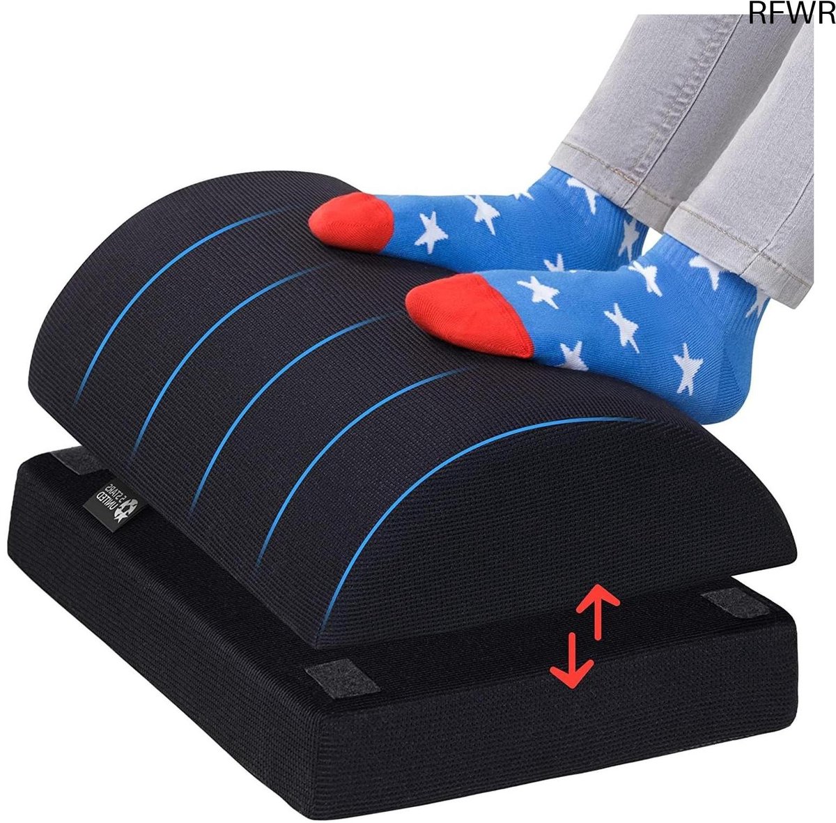 RFWR® Verstelbare Ergonomische Voetensteun voor Onder Bureau - Antislip, Traagschuim, 15 cm Hoogte Verhoging voor Thuis & Kantoor