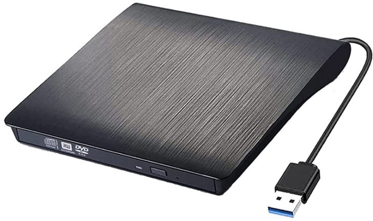 WiseGoods Premium Externe DVD / CD Speler – USB 3.0 Optical Drive – Plug & Play – Compatibel Met Laptop & PC - 9.5mm Zwart