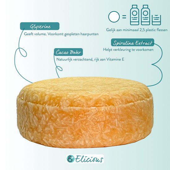 Elicious® - Set Shampoo + Conditioner - Gekleurd Haar - Shampoo Bar - Conditioner Bar - Natuurlijke Shampoo - Natuurlijke Conditioner - Haarconditioner - SLS vrij - Plasticvrij - Vegan - Dierproefvrij