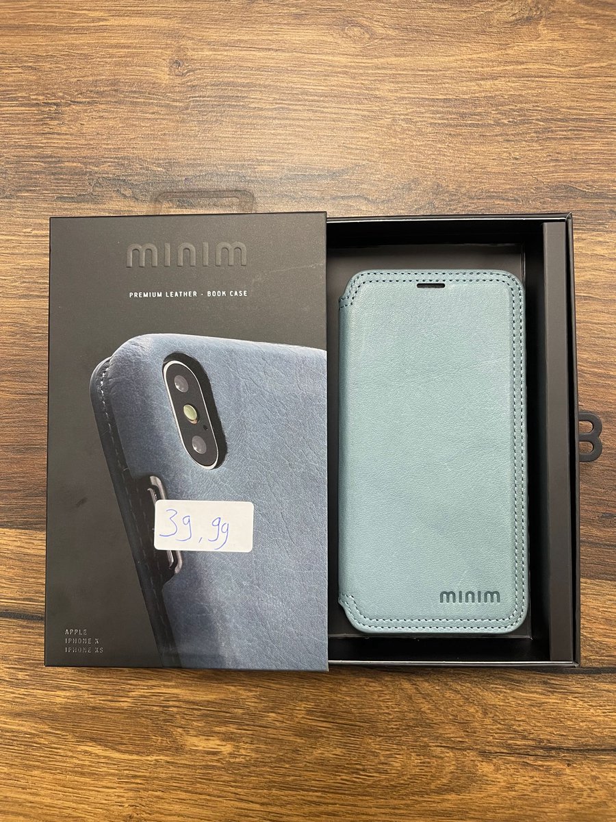 Minim Premium Leather - Book Case Apple Iphone X/XS Blue
