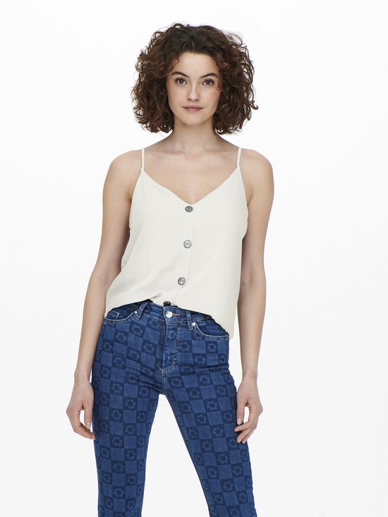 ONLY Onlnelly Life Top Donna In Cotone – Canotta Con Bottoni E Scollo A V – Taglio Normale