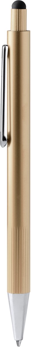10 Balpennen Aluminium met gestreepte greep in metallic afwerking en aanraakwijzer. Geschikt voor lasertechniek Kleur Goud model Garet