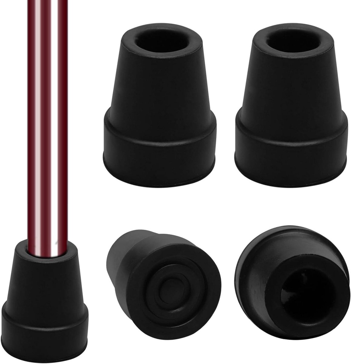 Allecto Plus - Rubberen buffers voor wandelstokken - Set van 4 stuks - 19 mm - Krukken - Reserverubberen buffer