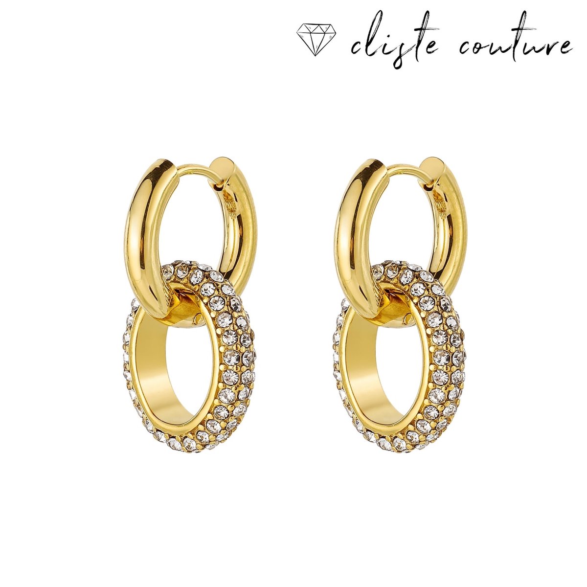 Cliste Couture - Lilay Zirkonia Oorbellen Set - Sieraden - Oorbellen Dames - Verguld - Oorbellen - Goud