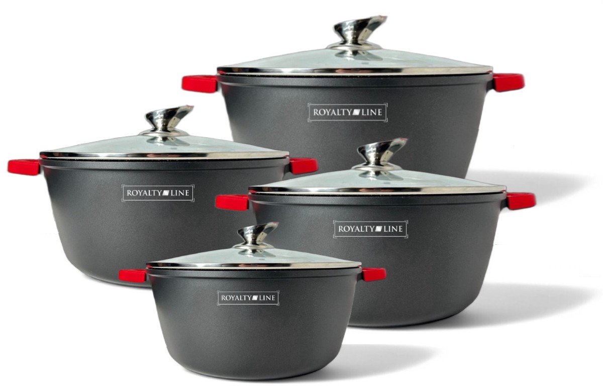 ROYALTY LINE Casserole Aluminium 30 Cm Revêtement Marbre Antiadhésif - Poignées Silicone - Tous Feux - Cuisson Saine