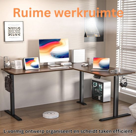 Thuys – Zit Sta Bureau Elektrisch – Verstelbaar Hoekbureau - Bol
