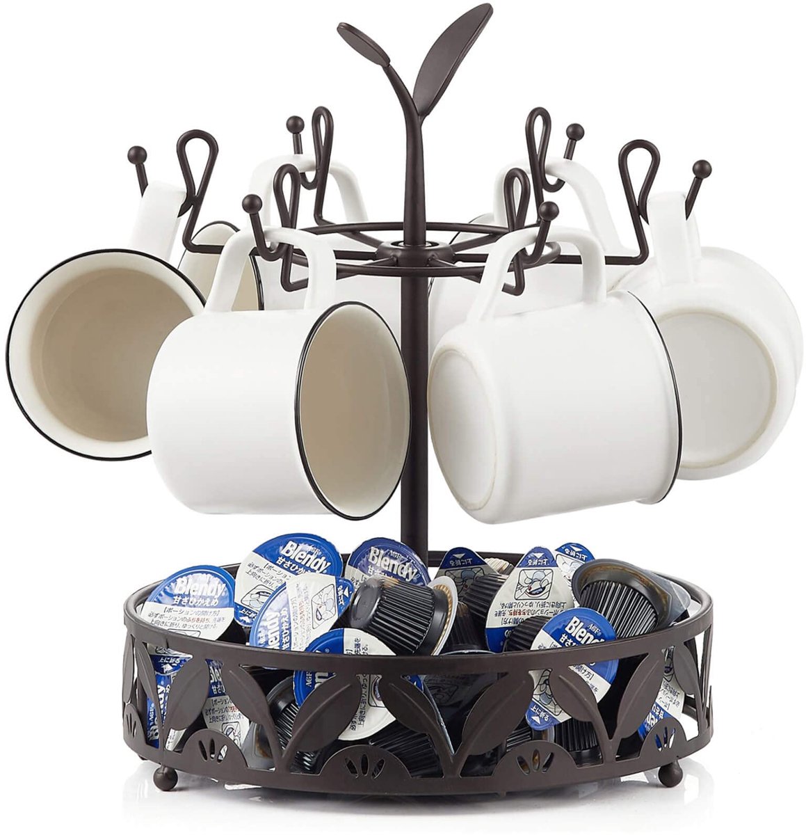Ibenzoa® Koffiebekerhouder met draaibare opslag en stijlvolle keukenorganizer voor 6 kopjes