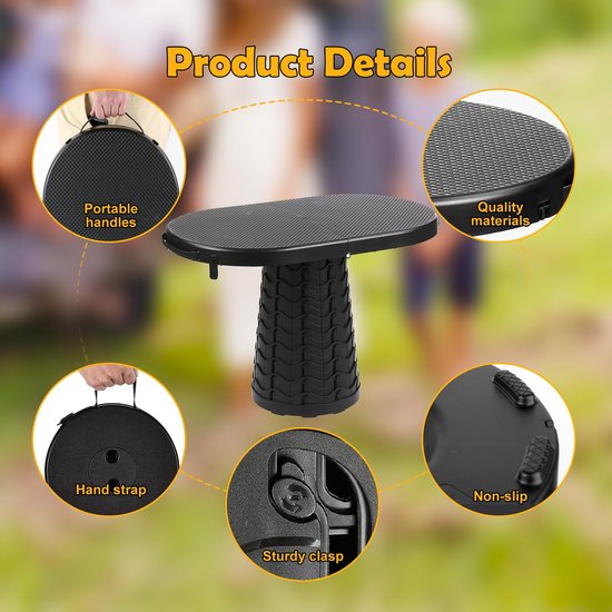 Ibenzoa® Inklapbare en Verstelbare Campingtafel met Telescopische Kruk voor Binnen en Buiten van Ibenzoa — afbeelding 2