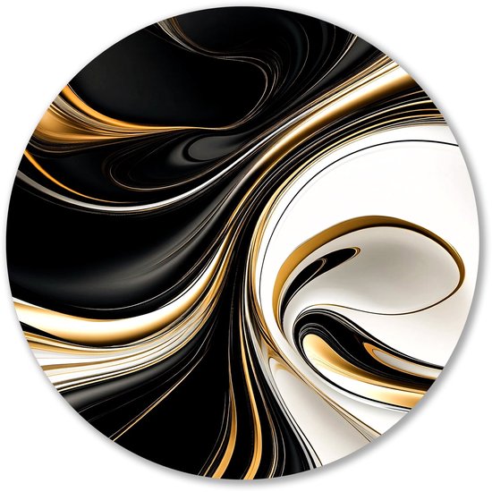 Abstracte zwart goud - rond - Forex - Abstracte - Muurcirkel forex