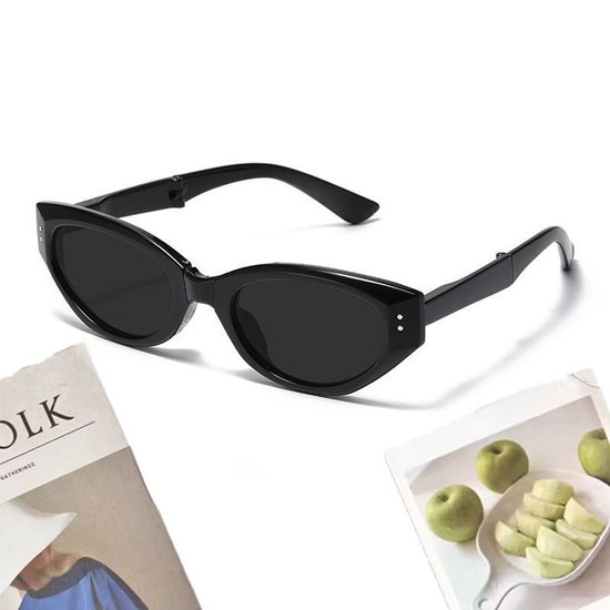 Zonnebril - Classic Zonnebrillen - Dameszonnebril - Opvouwbare Zonnebril - met Opbergdoos - Ultralichte Zonnebril - Retro Zonnebril - UV-bescherming - voor Fietsen, Rijden, Hardlopen - Zwart van Merkloos — afbeelding 2