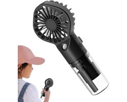 2025 Nieuwe Handventilator – Mini ventilator – mini transparante sproeiventilator – ventilator met sproeier kampeerluchtbevochtiger – Zwart