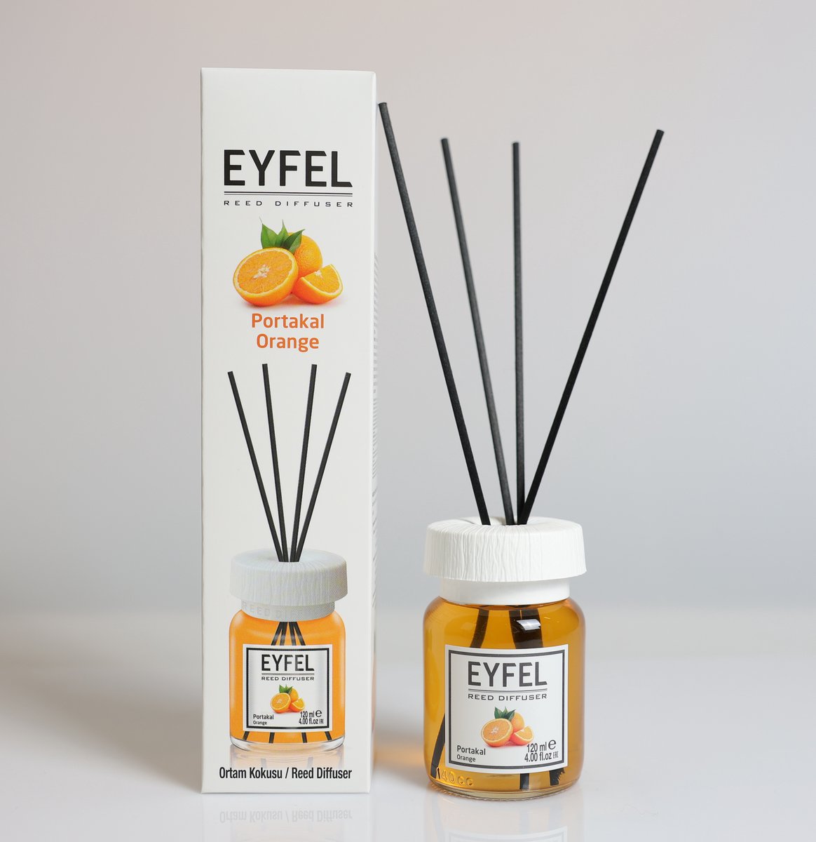 EYFEL - REED DIFFUSER - GEURSTOKJES - HUISPARFUM - ORANGE - 120ML