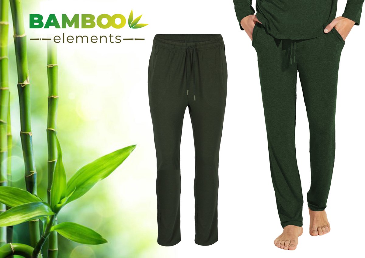 Bamboe Pyjama Broek Heren - Groen - Maat M - Pyama Heren Volwassenen - Loungebroek Heren Pyjama Volwassen