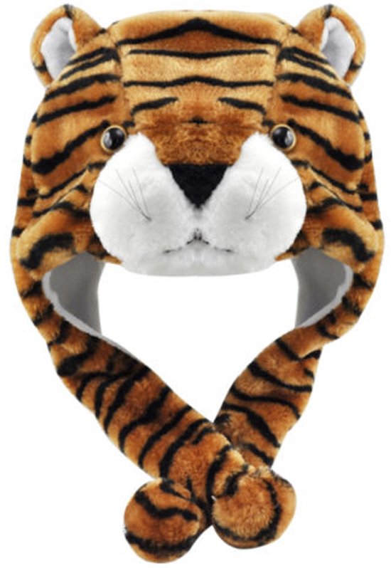 Chapeau KIMU à rabats Tigre - Lapon avec oreilles de panthère brunes - Chapeau en fourrure Enfants ou Adultes avec Klein tête - Chapeau animal à rabat en peluche pour Festival
