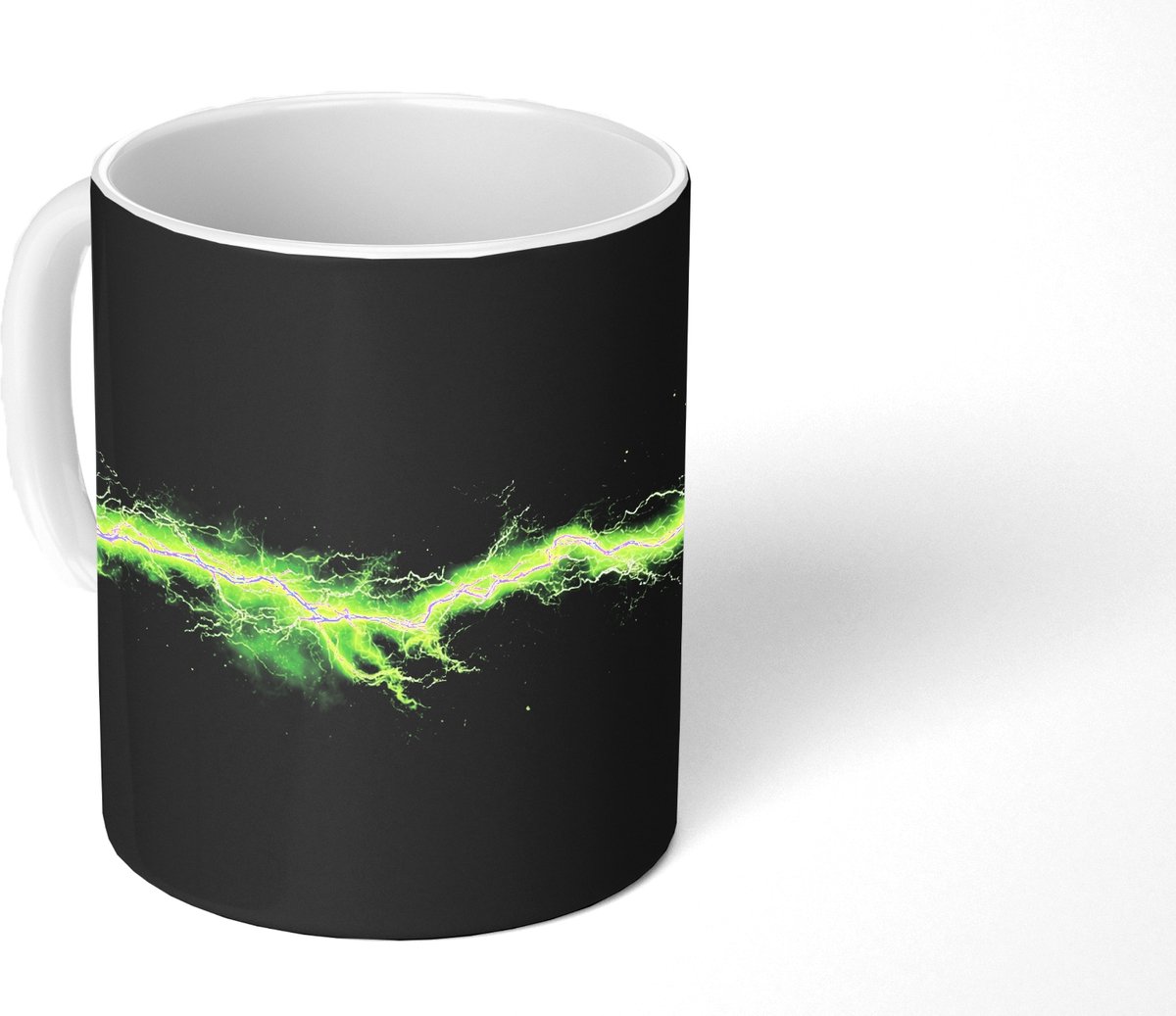 Mok - Koffiemok - Elektriciteit - Lijn - Vonken - Groen - Mokken - 350 ML - Beker - Koffiemokken - Theemok
