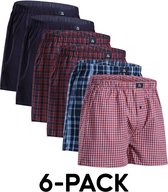 DANISH ENDURANCE Losse Boxershorts biologisch katoen Heren Ondergoed - Knoopgulp - 6-pack - Blauw/Rood Mix - Maat 4XL