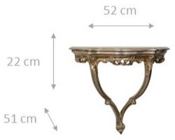 BISCOTTINI Klein Console Tafel HARMONIE II - Houten Handgemaakte Wandtafel - Sidetable Bladzilveren Afwerking 57x22x52 - voor hal, woonkamer, kantoor