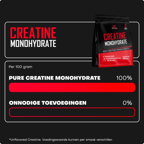 XXL Nutrition - Creatine Monohydraat - 100% Pure Creatine Monohydraat - Smaakloos - 500 Gram (100 doseringen)