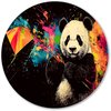 Panda, Street Art, Zwart, wit, geel, roze, blauw