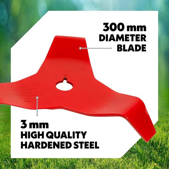 300 mm diameter rood bosmaaiermes van 3 mm gehard staal.