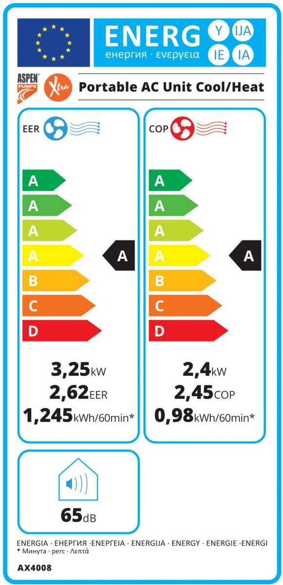 Afbeelding 2 van Aspen AX4008 Mobiele Airco - Mobiele Airco - 3,25 kW - 12000