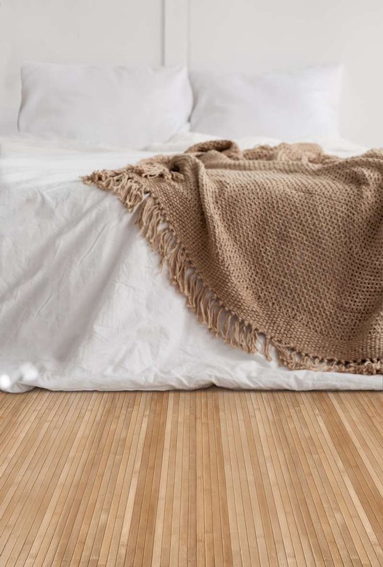 Storesdeco natuurlijke bamboe vloerkleed, antislip – grijs lichtbruin,50 x 200 cm — afbeelding 3