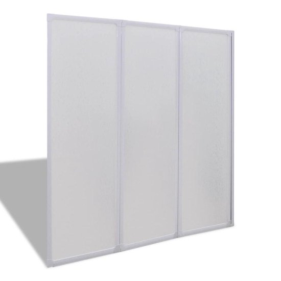 MARWELL Moon Bath Screen 120 x 130 x 5 cm - 3-Piece and Foldable - Shower Enclosure for Bathtub Made of Plastic with High-Quality White Aluminium Frame