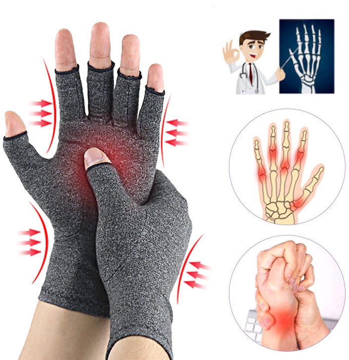 Compressiehandschoenen Grijs S