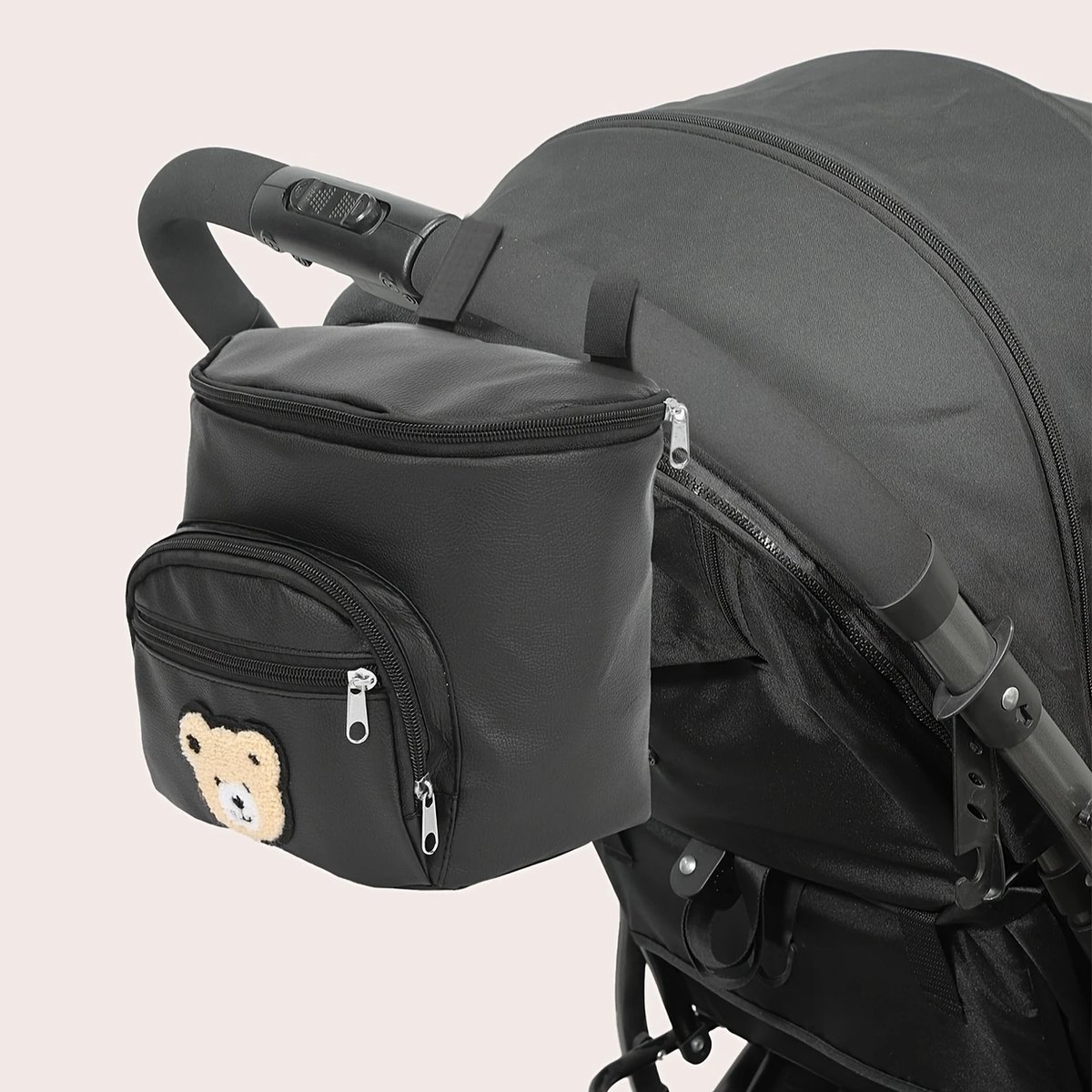Teddy Kinderwagen Luiertas – Multifunctioneel & Draagbaar – Imitatieleer in Zwart – Universele buggytas – Voor Buiten, Flesvoeding & Verzorging