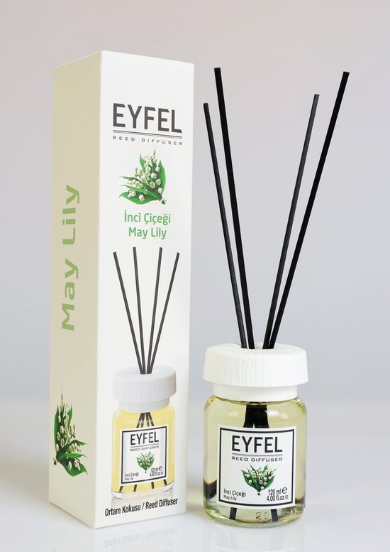 EYFEL - REED DIFFUSER - GEURSTOKJES - HUISPARFUM - MAY LILY - 120ML