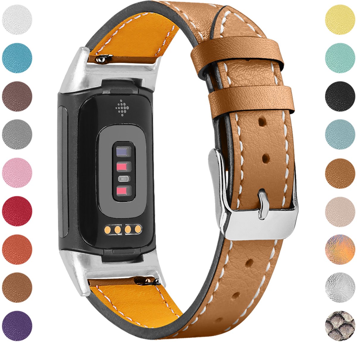 Echte leren band Geschikt voor Fitbit Charge 5/6