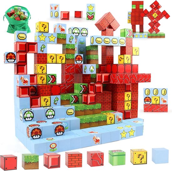 Magnetische Bouwblokken Set met 128 Onderdelen - Educatief STEM Speelgoed - Creatieve Magnetische Constructiespelletjes voor Kinderen - Bouwset voor Jongens en Meisjes van 3 tot 6 Jaar - Montessori Educatief Speelgoed