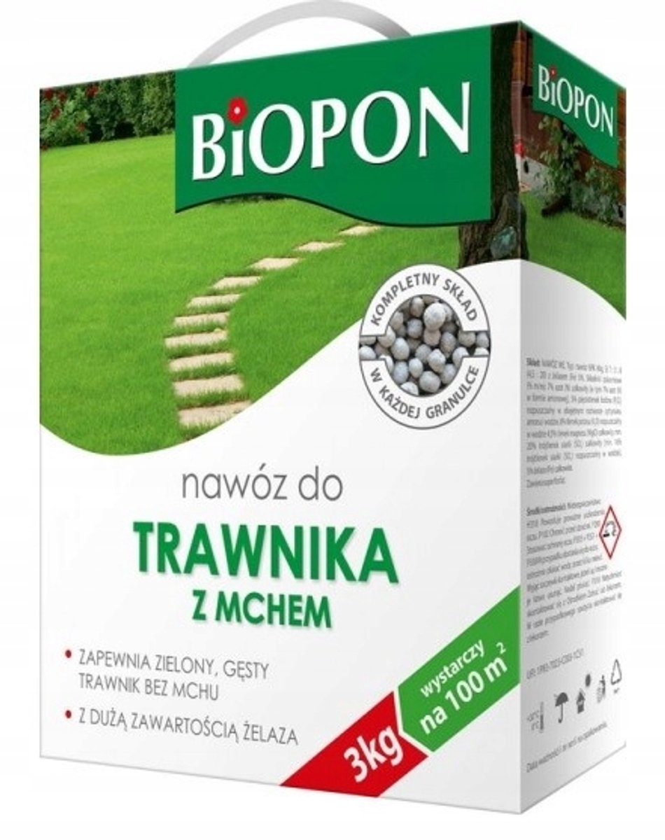 Biopon Serie - Meststof voor Gazon met Mos - 3 kg - IJzer Verrijkt