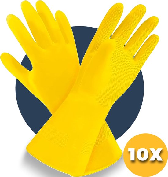 Pasper schoonmaak handschoenen – maat XL – 10 stuks – geel natuurlatex