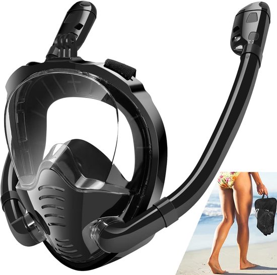 Hydomi Snorkelset voor volwassenen met anti-mist duikbril met 180° panorama zichtveld, Dry Top snorkel 3-kanaals systeem, lekvrije duikmasker van gehard glas voor duiken en zwemmen