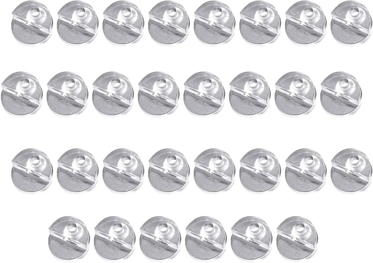 Allecto Plus - 30 stuks glazen borgklemmen voor spiegels en kastdeuren - doorzichtige plastic clips (3-4 mm) - wandmontage bevestiging.