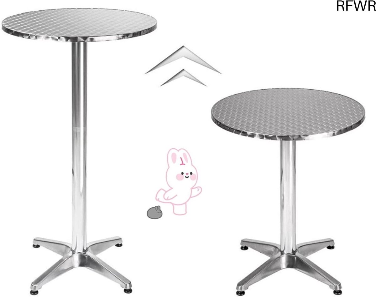 RFWR® Verstelbare 2-in-1 Bistrotafel - Aluminium, Hoogte 70/110 cm, Ø 60 cm - Ideaal voor Binnen en Buiten