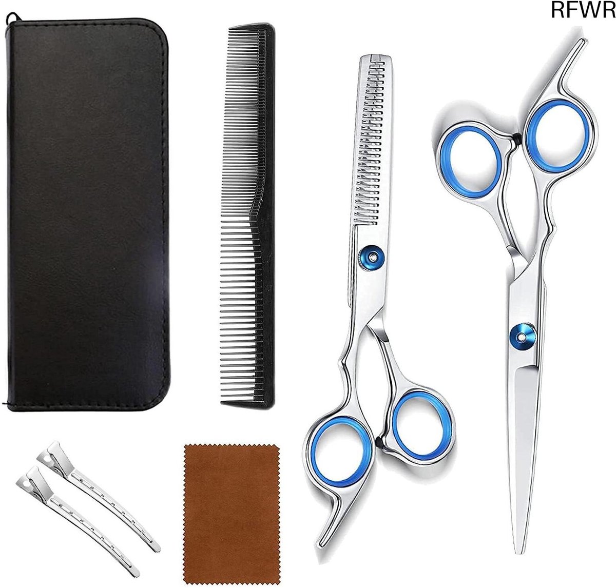RFWR® 7-delige Professionele Kappersschaar Set voor Thuisgebruik en Kapperszaken