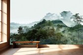 Peel & stick Fotobehang - Tranquil Misty Forest Escape - 250x150 centimeter