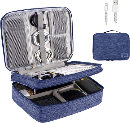 Mkono Kleine Kabel Organizer Tas Reizen Elektronica Cord Organizer Case, Witte Draagbare Accessoires Tas Met Kwastje Voor Cord Charger Telefoon USB