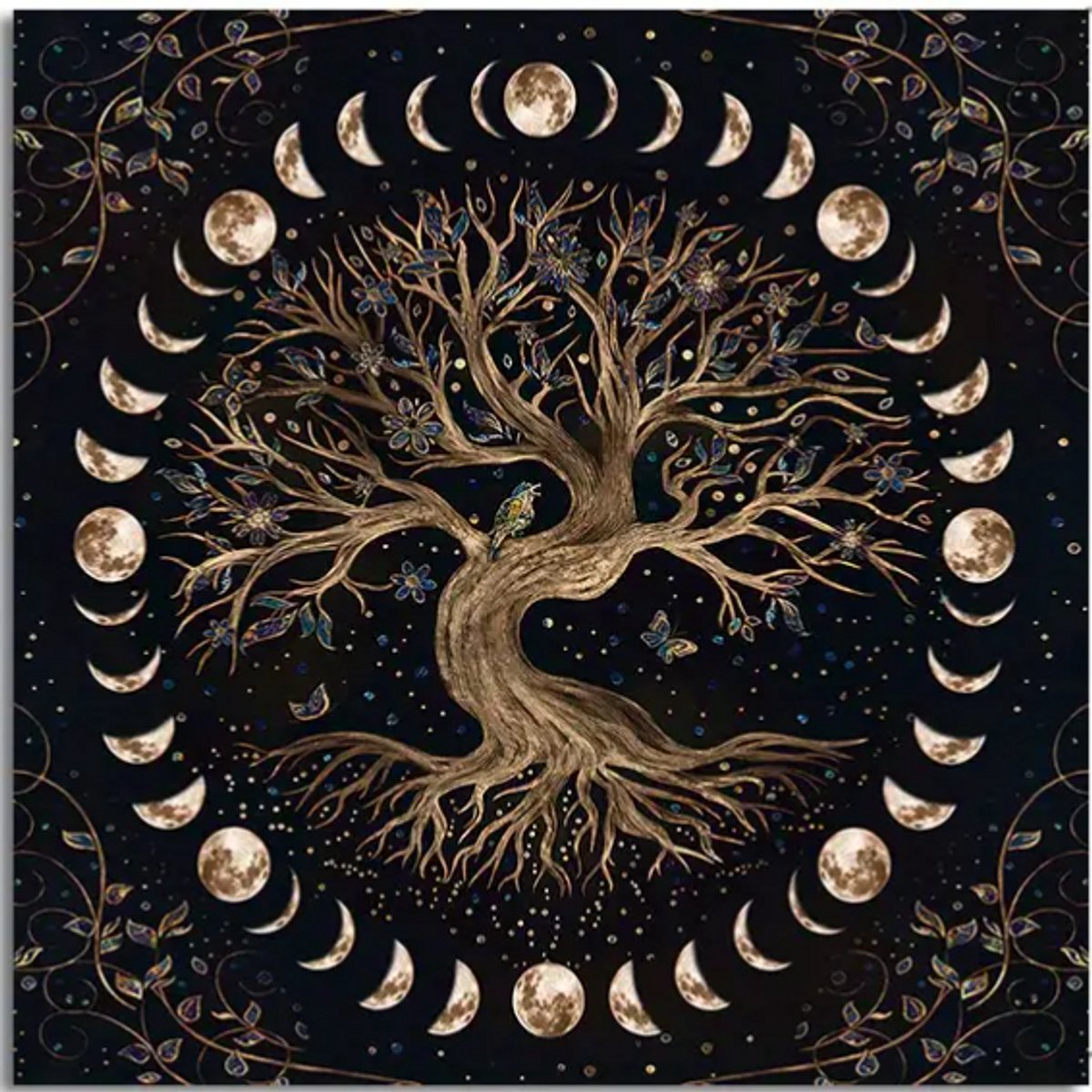 Tarotkleed - Waarzeggerij - Pendelkleed - Altaardoek - Esoterie - Astrologie - Tafelkleed - Pendelmat - Maanfasen