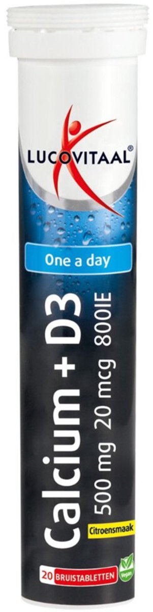 Lucovitaal - Calcium 500mg + D3 Citroensmaak - 2 x 20 bruistabletten - Voordeelverpakking