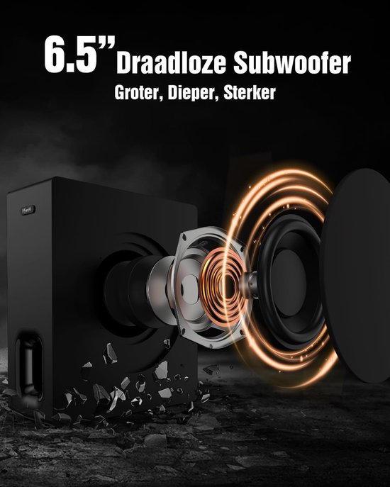 RFWR® 5.1ch Dolby Atmos Surround Soundbar met Draadloze Subwoofer en Achterluidsprekers voor Thuisbioscoop — afbeelding 2