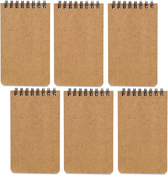 Carnets KZQ 6 pièces - Carnets de poche - Carnets de poche à spirale - Petits carnets - Carnets de poche - Petits carnets à spirale - 10,5x12cm