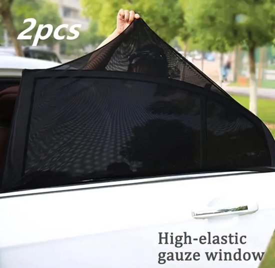 Zonwering voor in de auto met gecertificeerde UV-bescherming - universele zonneklep voor zijruiten - meshmateriaal beschermt passagiers kinderen en huisdieren - 2 stuks (XL) - autozonwering auto accessoires - Zonnescherm van Merkloos — afbeelding 4