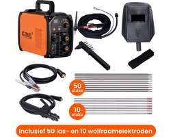 Kibani Lasapparaat TIG-200S incl. 50 laselektroden & 10 wolfraamelektroden - TIG & MMA Lasapparaat tot 4.0 mm - IGBT-Inverter-Technologie - Compact en Lichtgewicht - Elektrisch Lasapparaat 220V - RVS / Elektrode Lassen