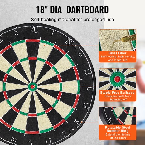 Dartbord Kast Set, Officiële Maat - Met Steeldarts en LED Verlichting - Complete Set voor Cricket van Merkloos — afbeelding 5
