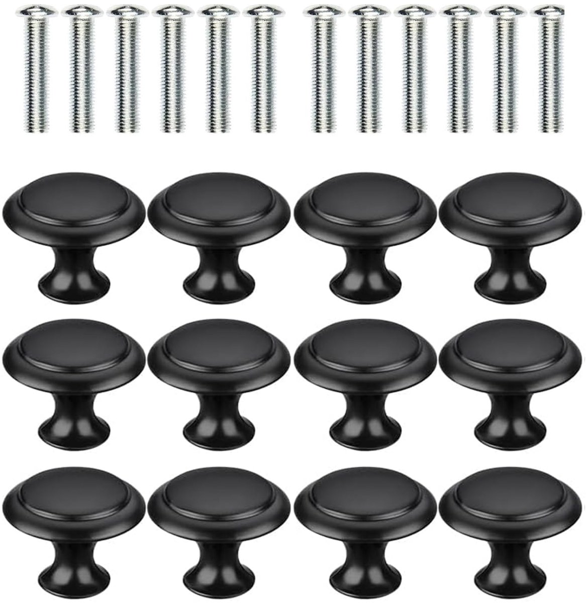 Ibenzoa® Stijlvolle Zwarte Kastknoppen Set van 12 met Ontwerp en Inclusief Schroeven