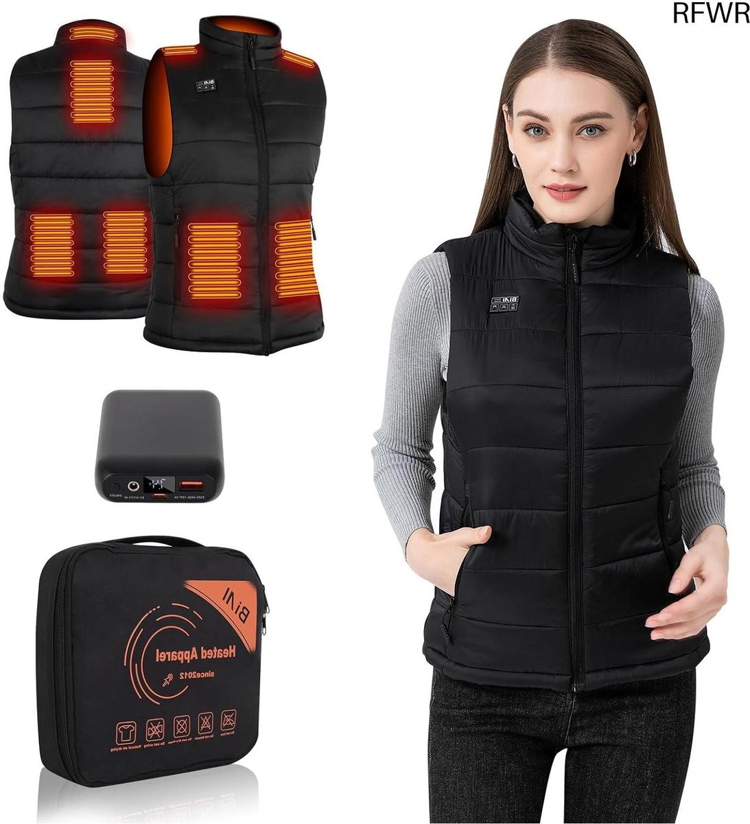 RFWR® Verwarmd vest voor dames lichte bodywarmer met snel opladen batterij –