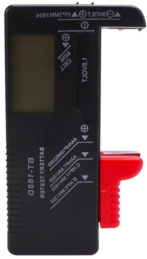Battery Tester For AAA, AA, 9V Batteries – Simple Analog Meter, Check Battery Life Level, Small & Portable (Yellow/Green/Red Indicator)